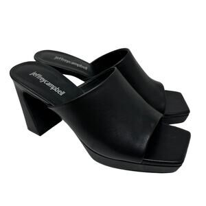 Jeffrey Campbell Caviar Platform Heel Slide Sandals Womens 7.5 Black Leather